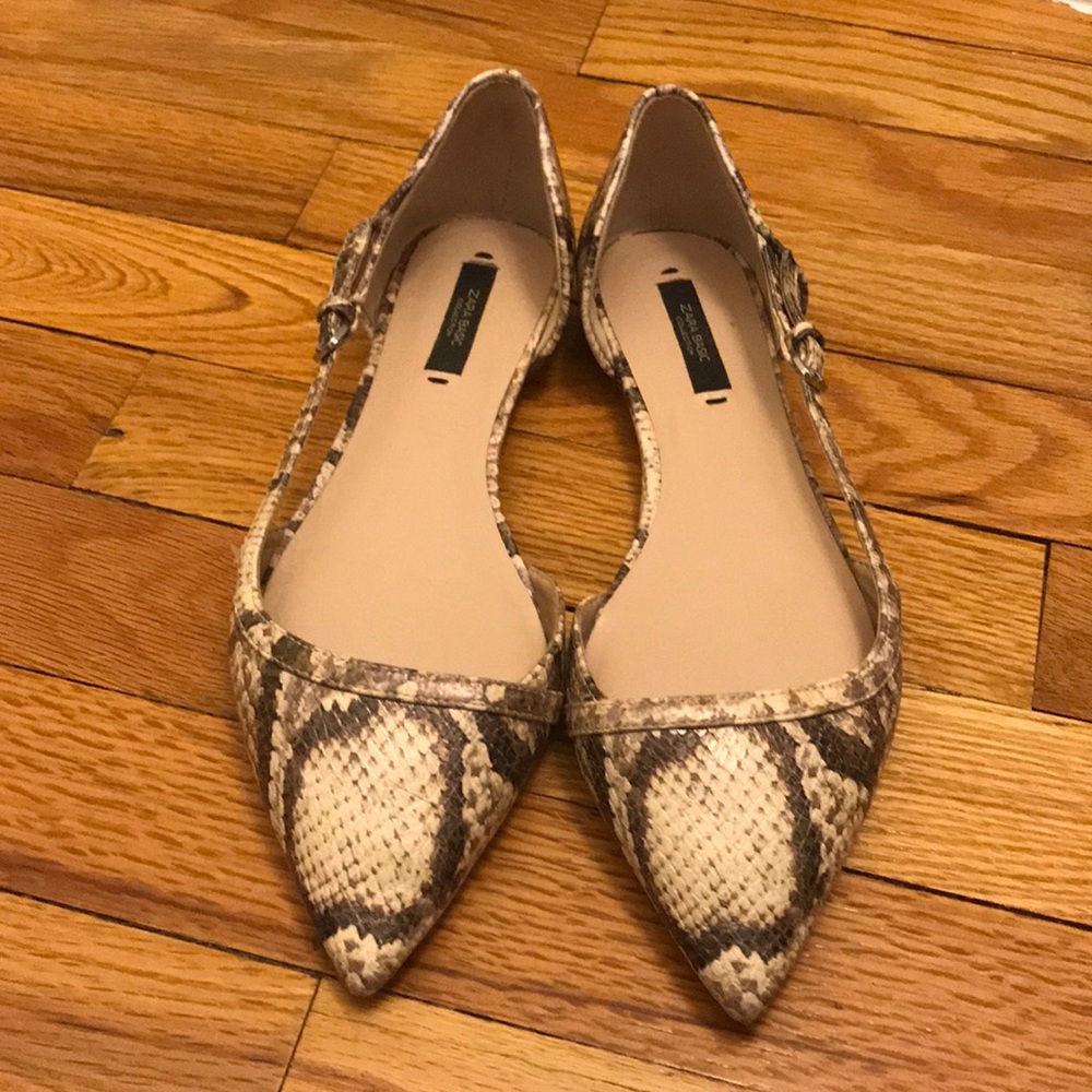 Zara snake skin flats